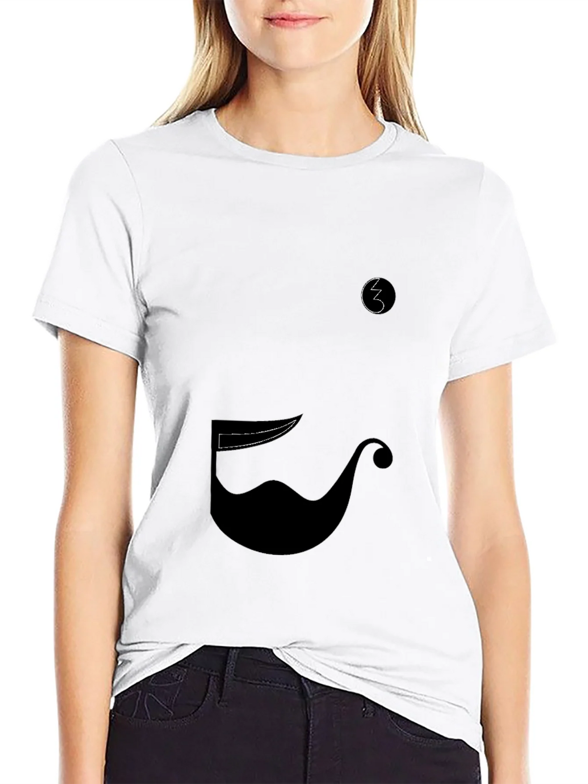 Whimsical Mustache Graphic Tee - Black Cotton Blend product image 8