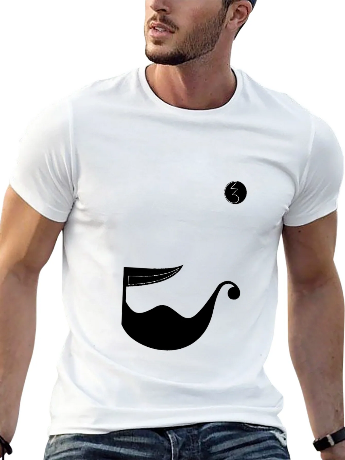 Whimsical Mustache Graphic Tee - Black Cotton Blend product image 12