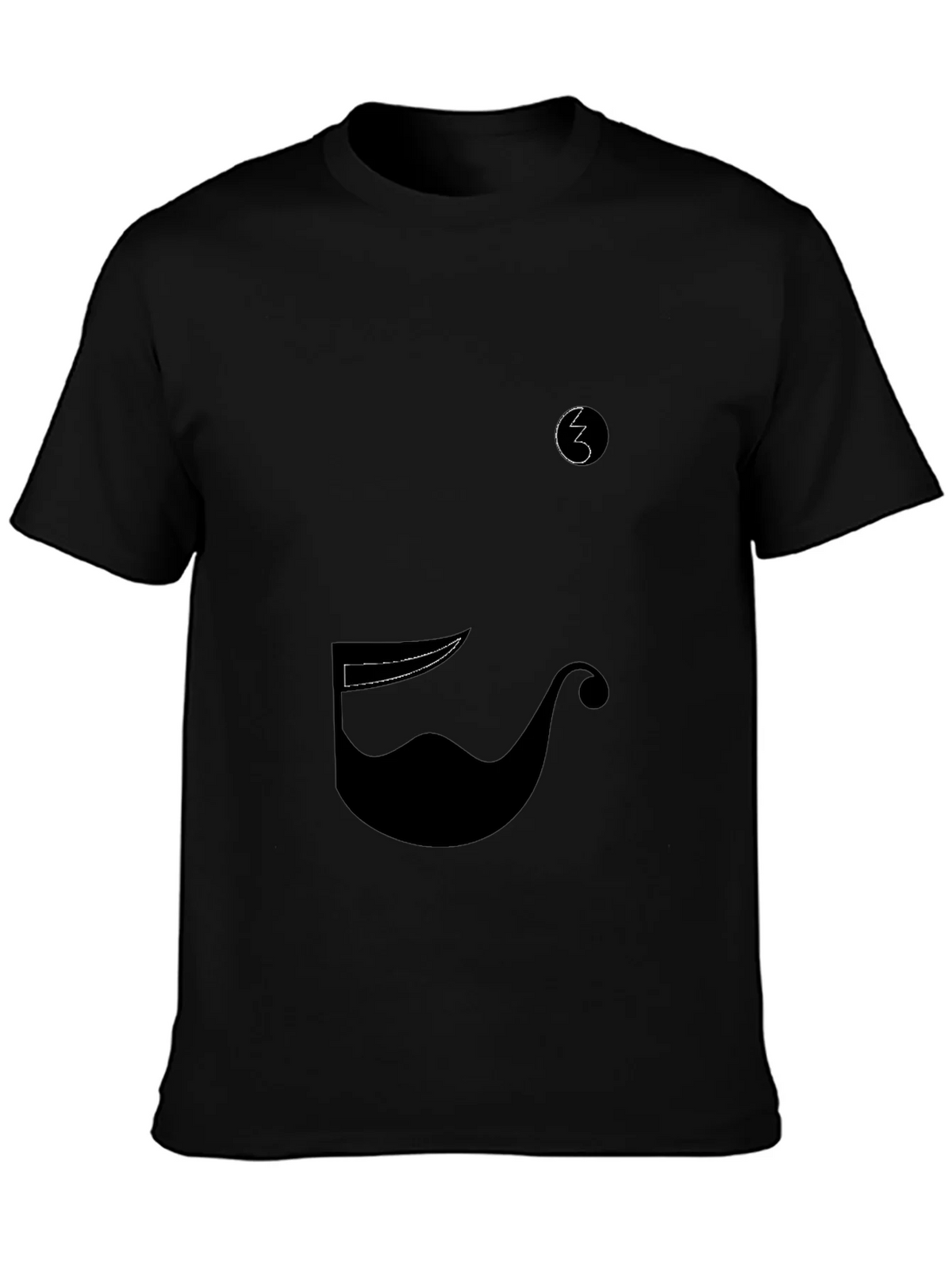 Whimsical Mustache Graphic Tee - Black Cotton Blend product image 3