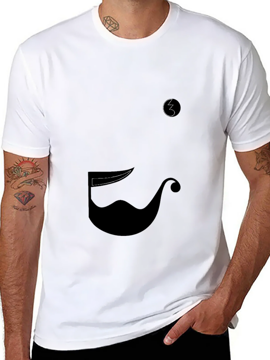 Whimsical Mustache Graphic Tee - Black Cotton Blend product image 7