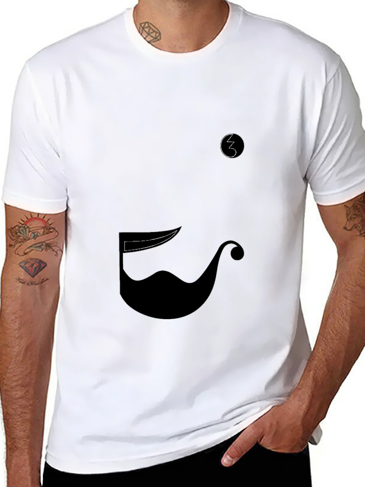 Whimsical Mustache Graphic Tee - Black Cotton Blend product image 7