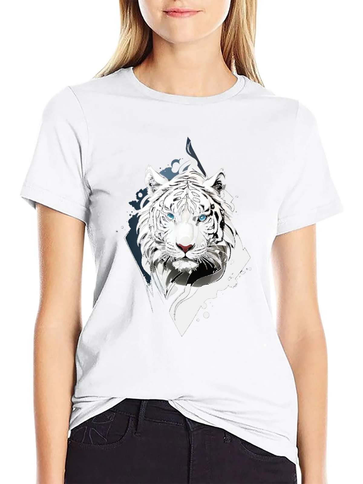 White Tiger Graphic Print Black T-Shirt product image 7
