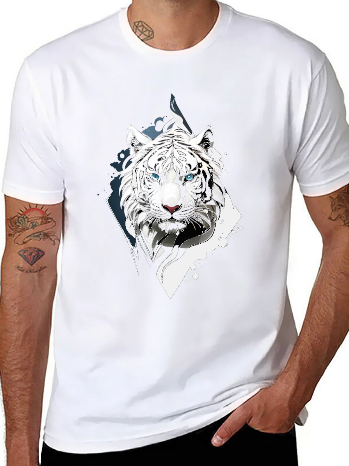 White Tiger Graphic Print Black T-Shirt product image 6