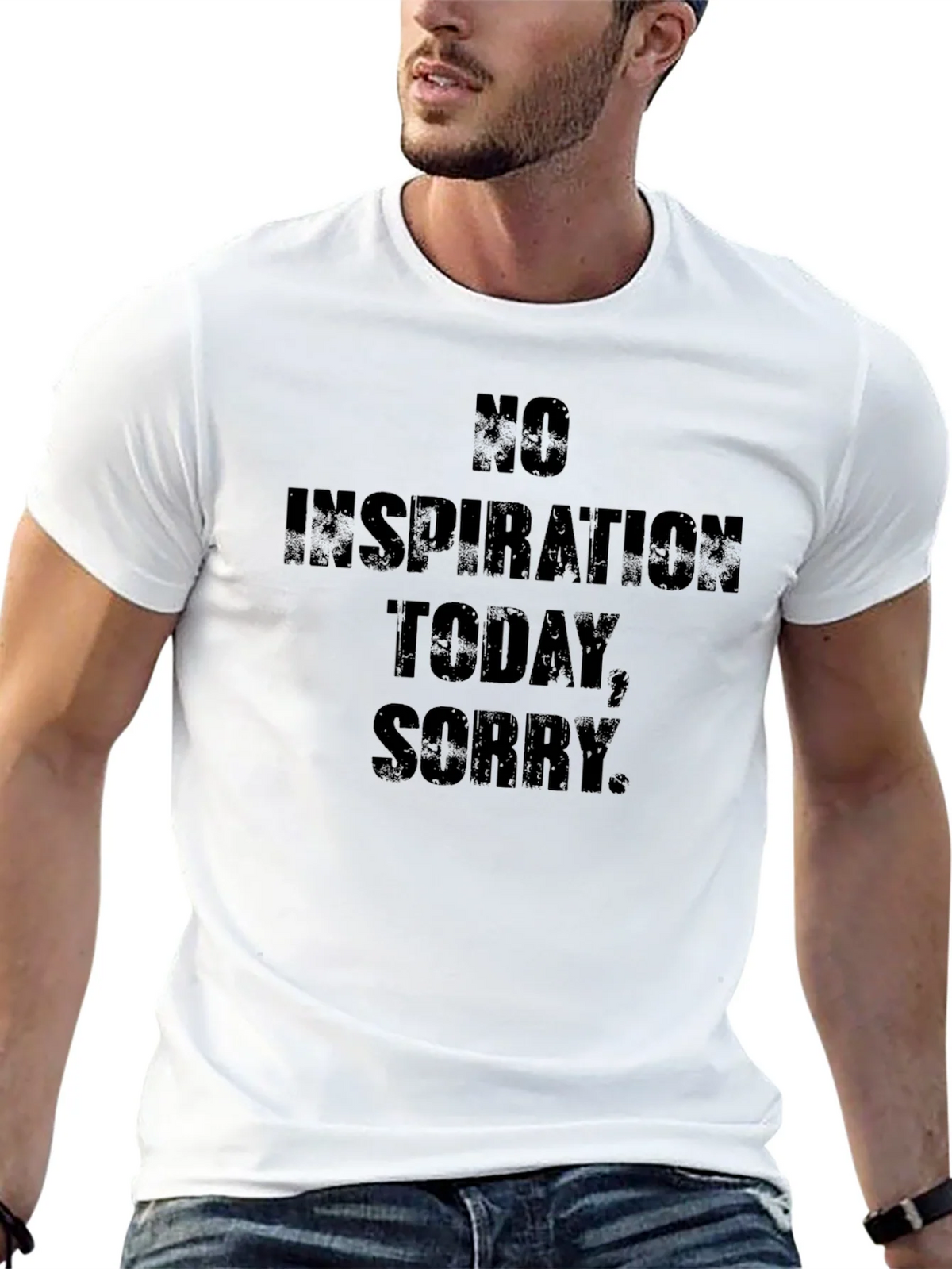 No Inspiration Today Graphic Tee - Black Cotton product image 3