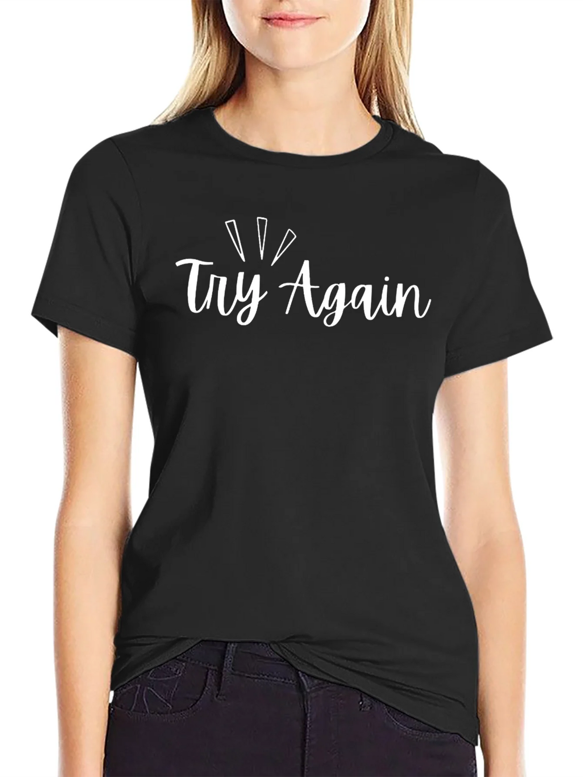 Try Again Black Graphic Tee - Motivational Shirt product image 2
