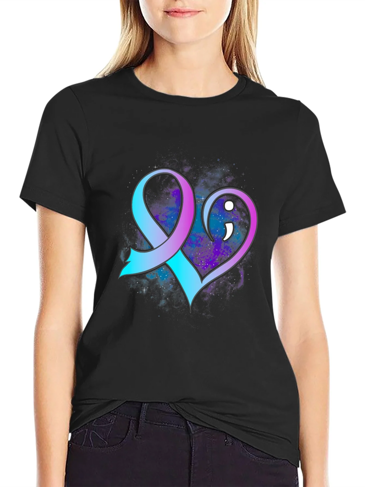 Suicide Awareness Ribbon Heart T-Shirt product image 2