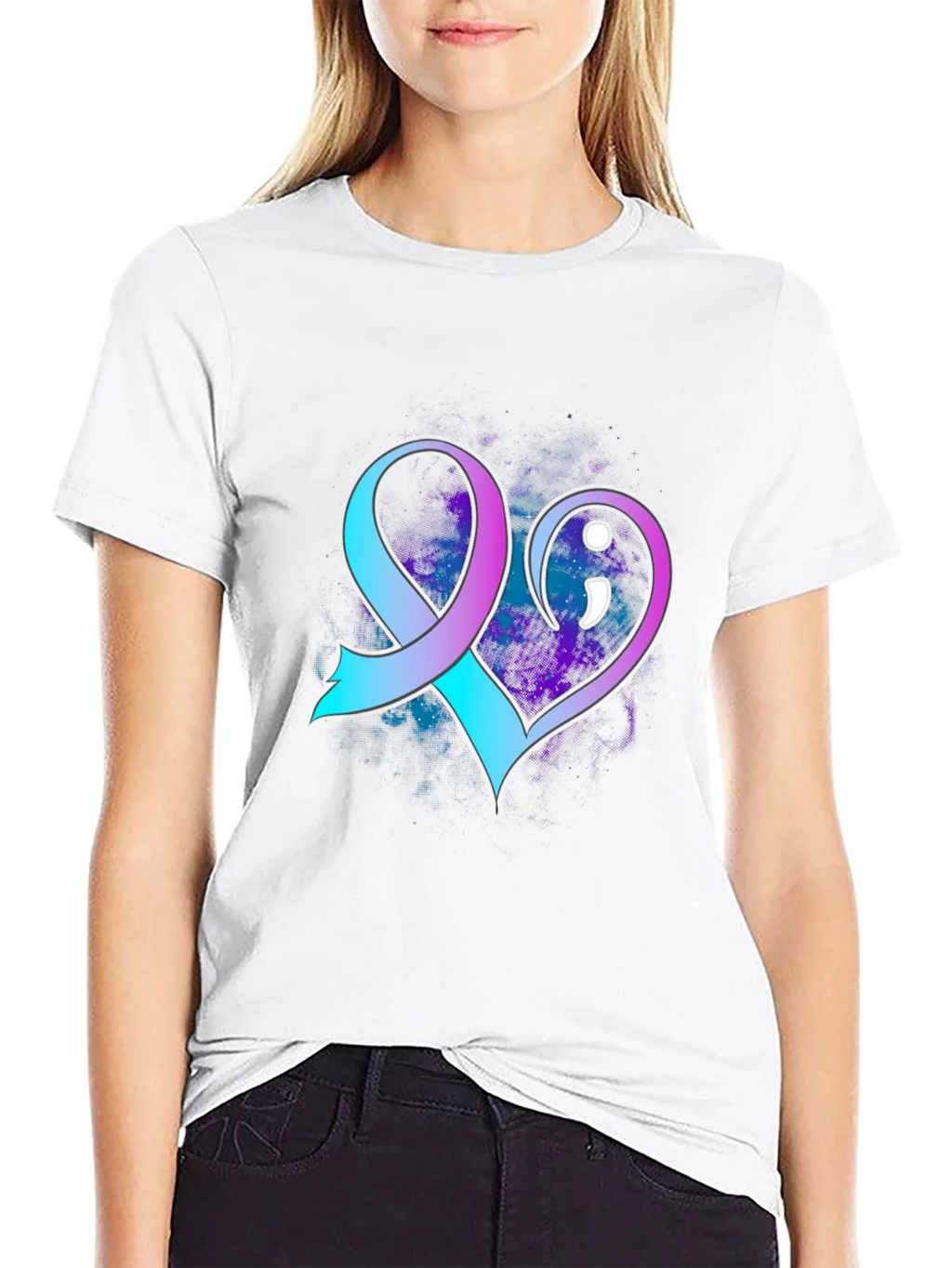 Suicide Awareness Ribbon Heart T-Shirt product image 8