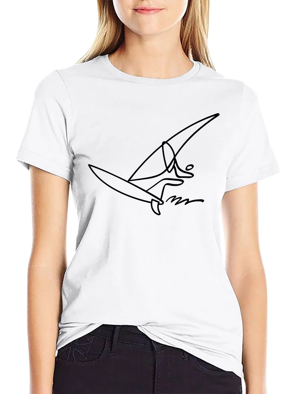 Minimalist Surfer Graphic Black T-Shirt product image 5