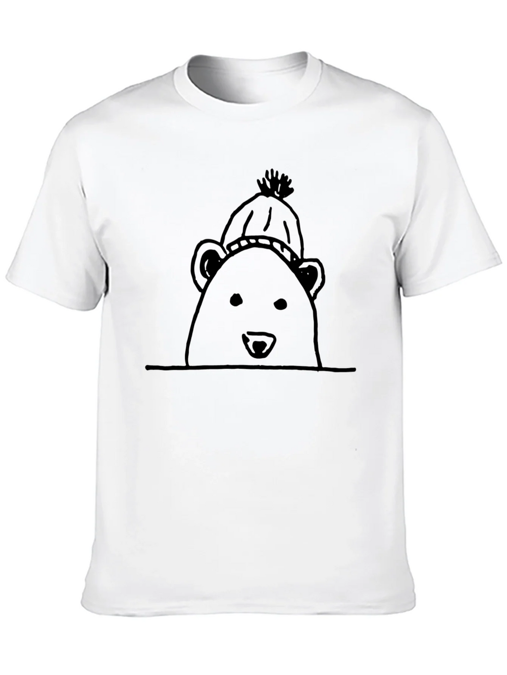 Black Bear in Hat Graphic T-Shirt