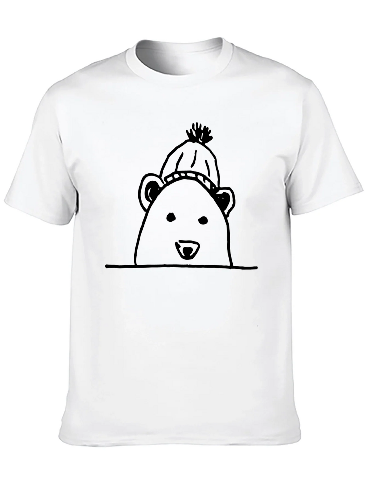 Black Bear in Hat Graphic T-Shirt
