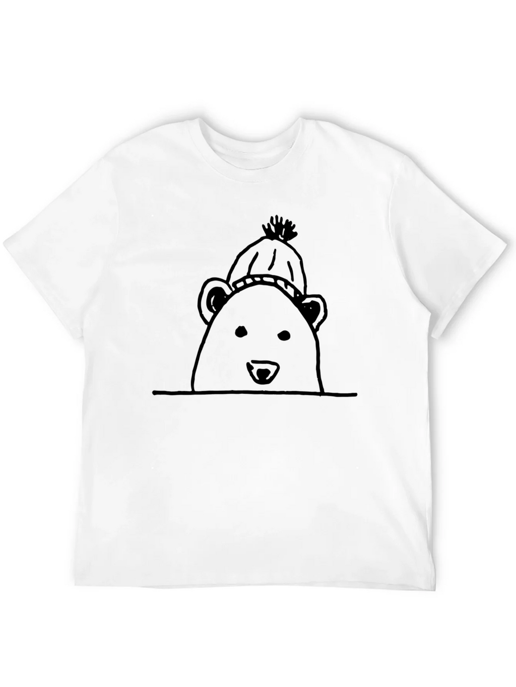 Black Bear in Hat Graphic T-Shirt