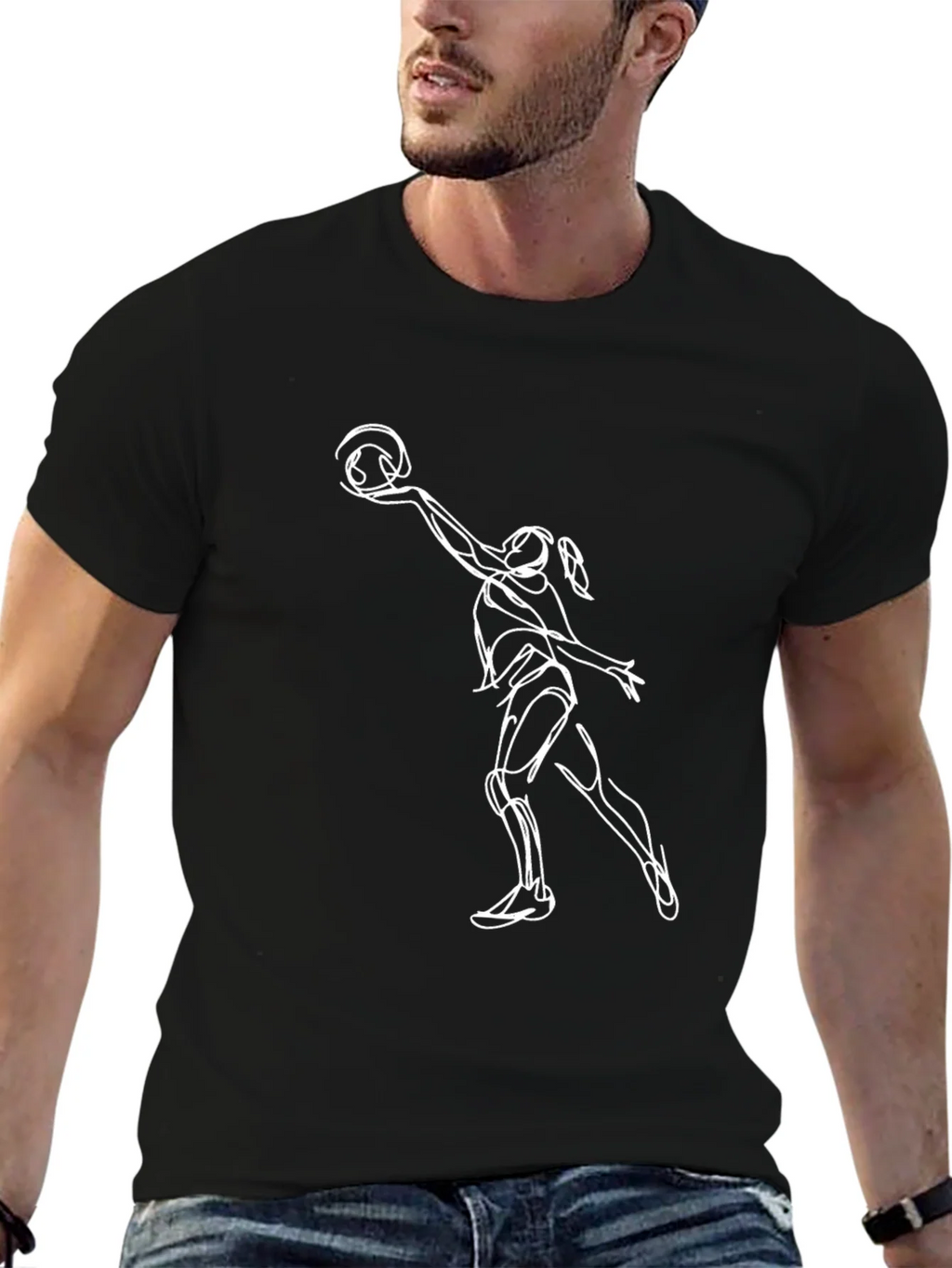 Volleyball Player Graphic Tee - Black Cotton T-Shirt product image 6
