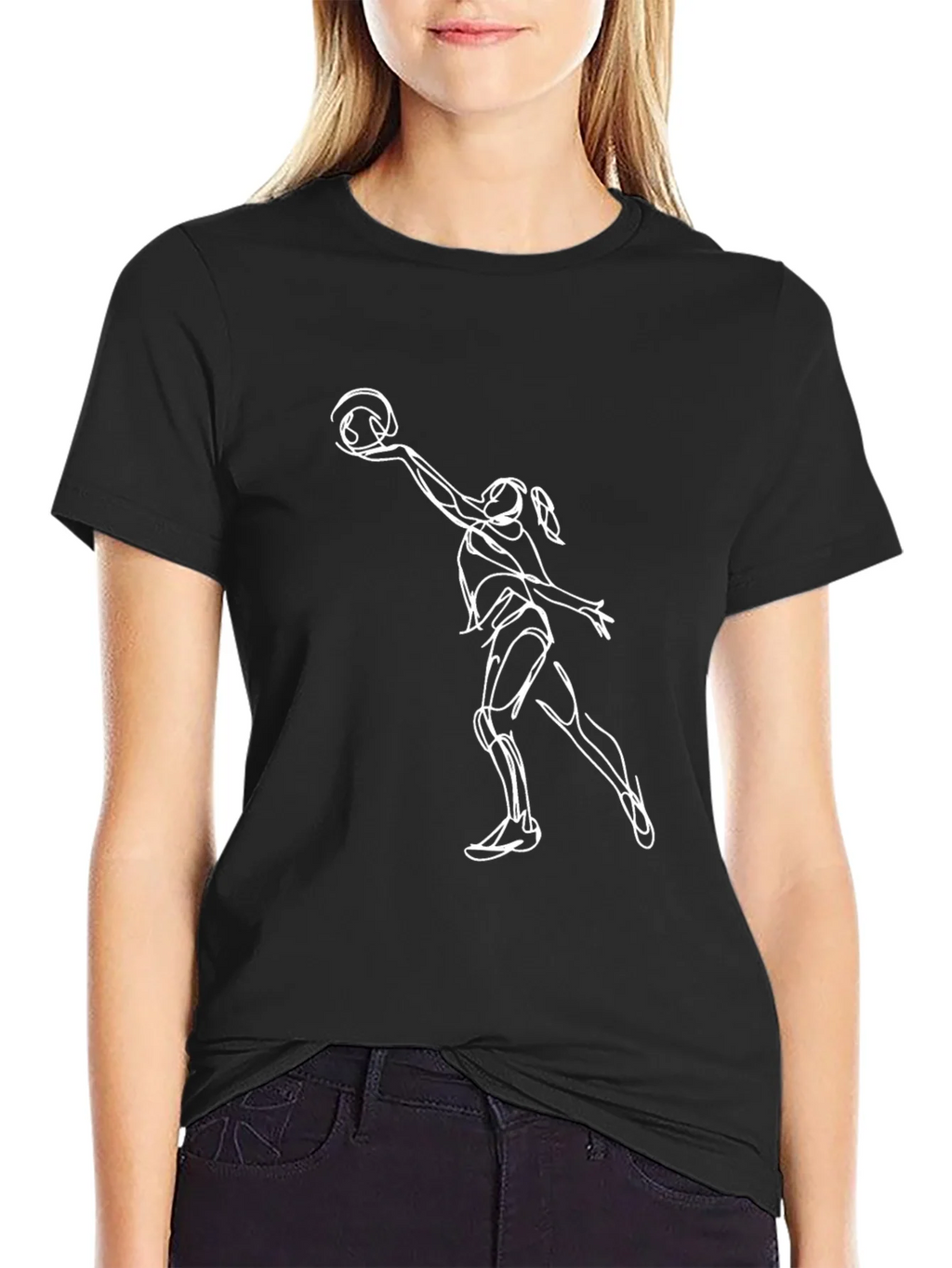 Volleyball Player Graphic Tee - Black Cotton T-Shirt product image 2