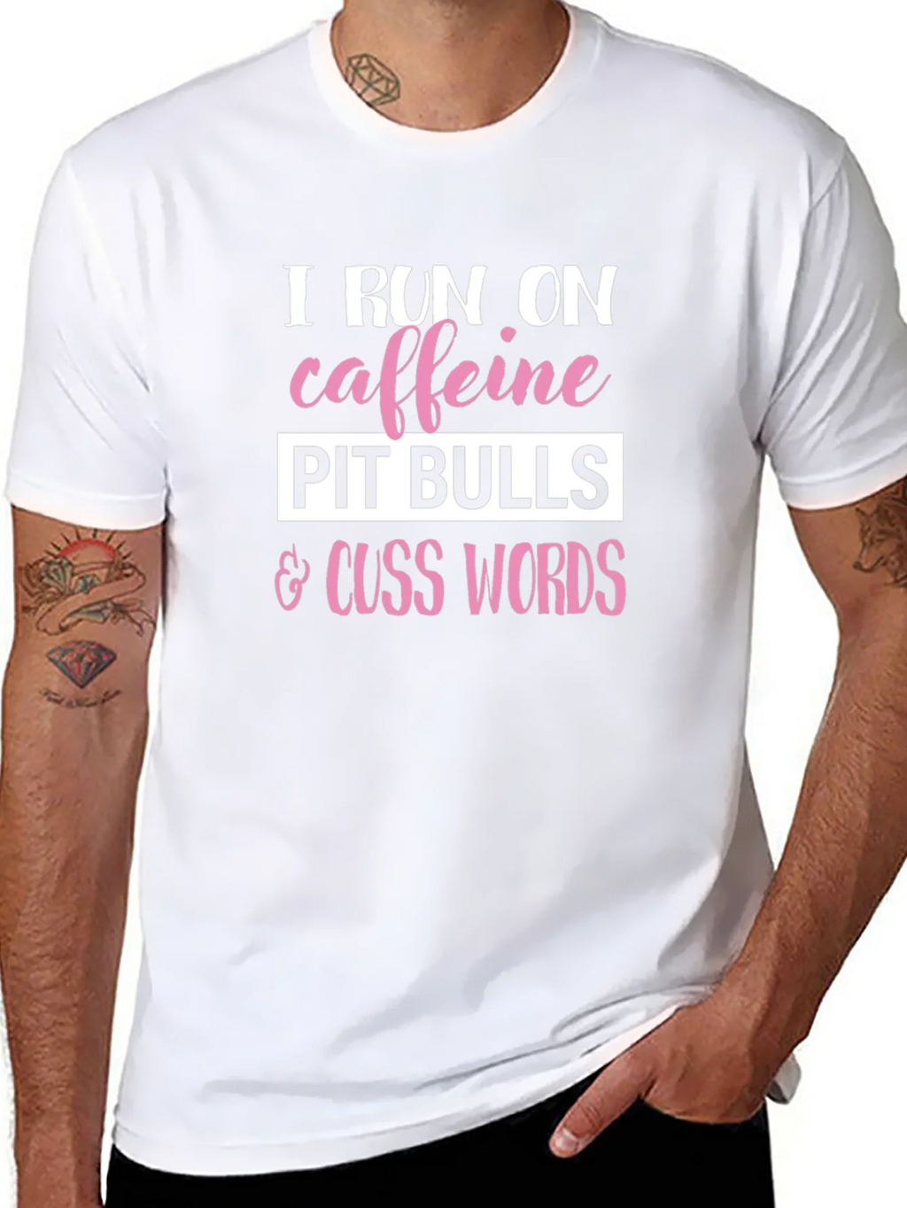 Caffeine Pitbulls Cuss Words Graphic Tee product image 7
