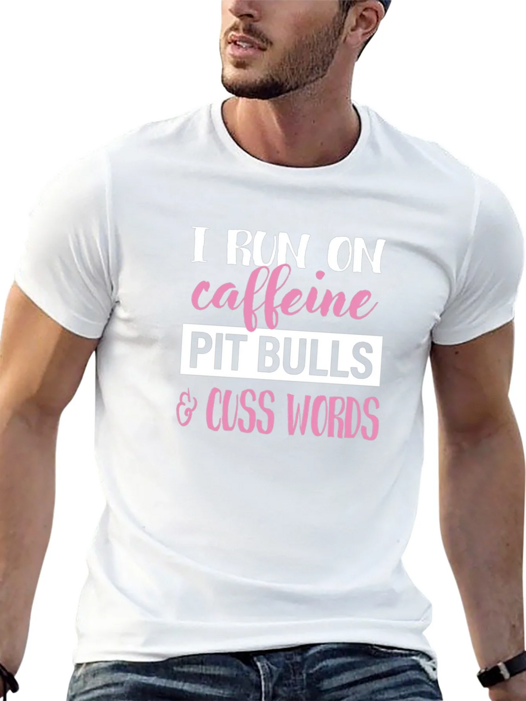 Caffeine Pitbulls Cuss Words Graphic Tee product image 12