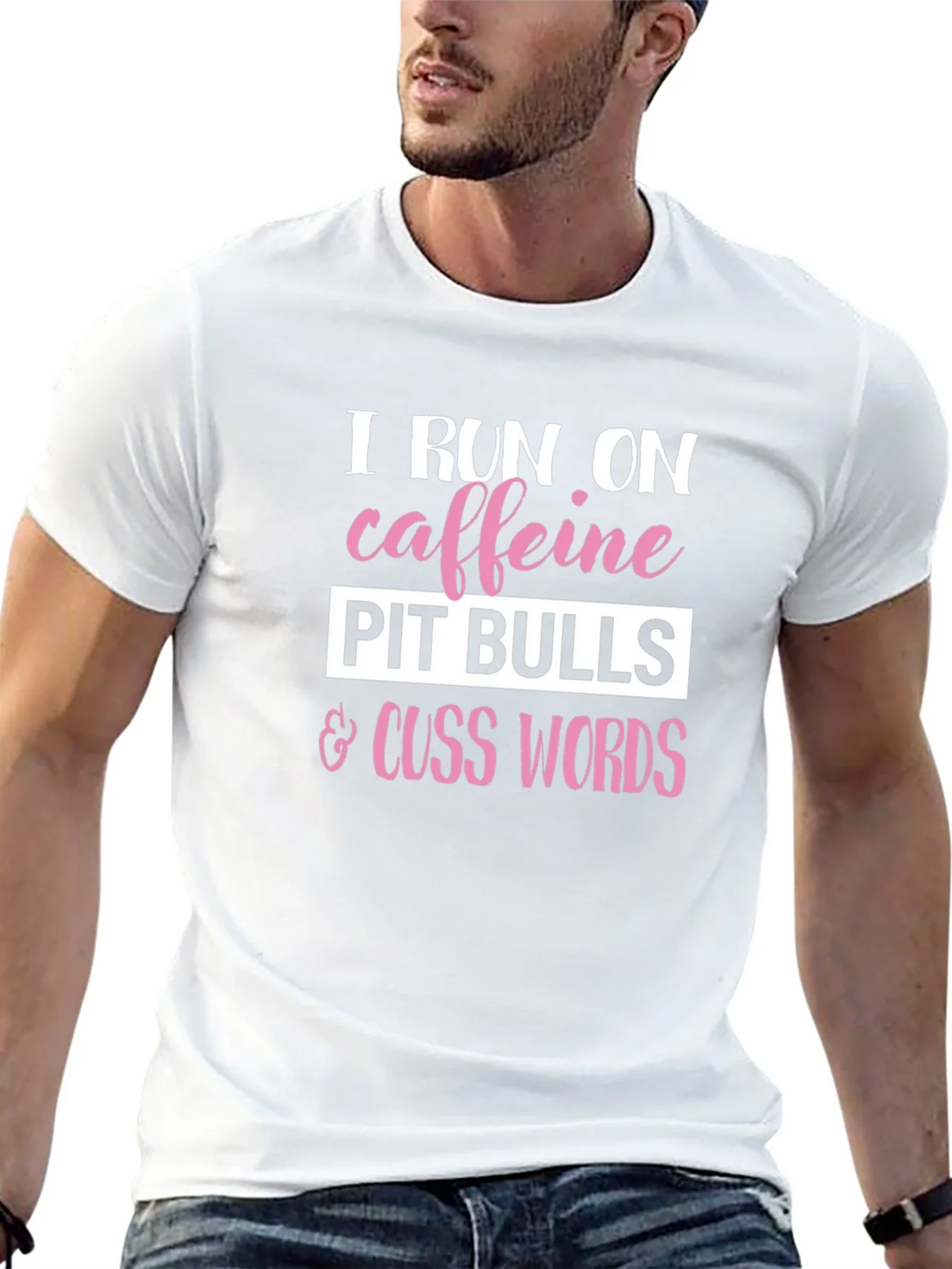 Caffeine Pitbulls Cuss Words Graphic Tee product image 12