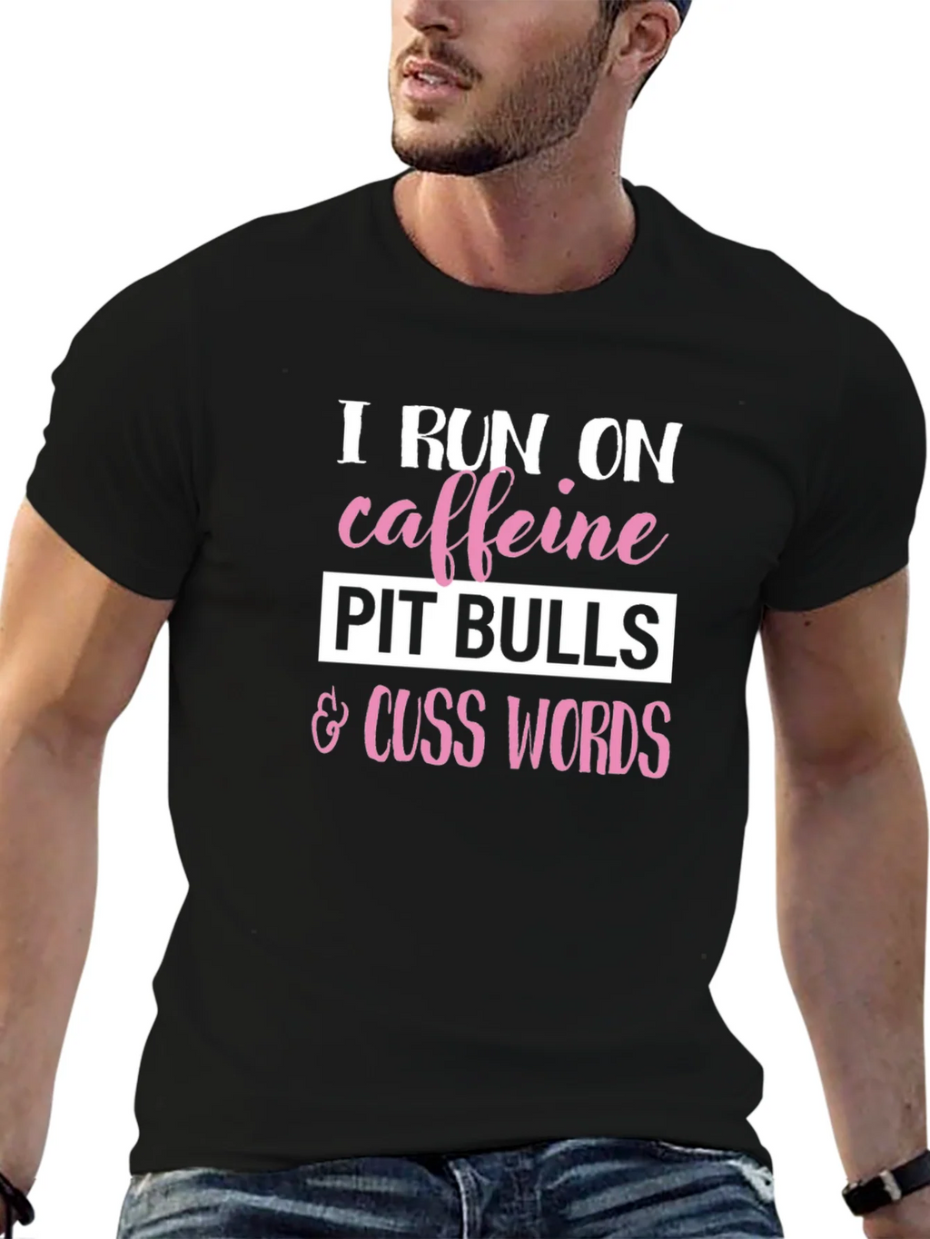 Caffeine Pitbulls Cuss Words Graphic Tee product image 6