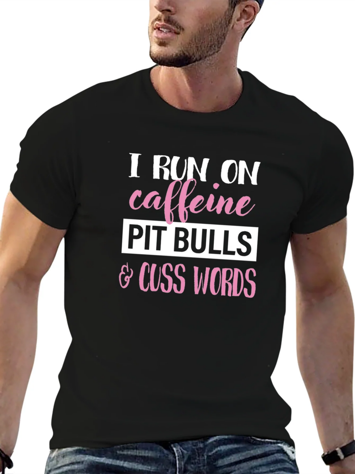 Caffeine Pitbulls Cuss Words Graphic Tee product image 6