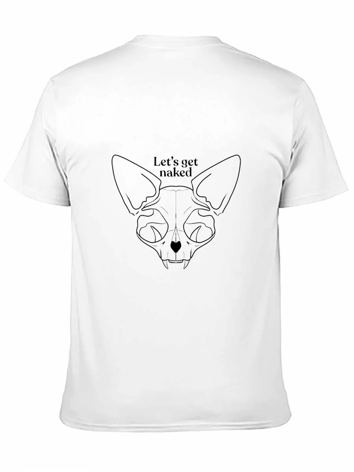 Cat Skull Lets Get Naked Black T-Shirt product image 8