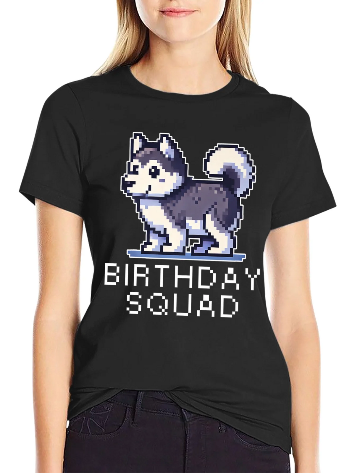 Birthday Squad Husky Pixel Art T-Shirt product image 2