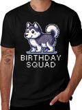 Birthday Squad Husky Pixel Art T-Shirt product image 1