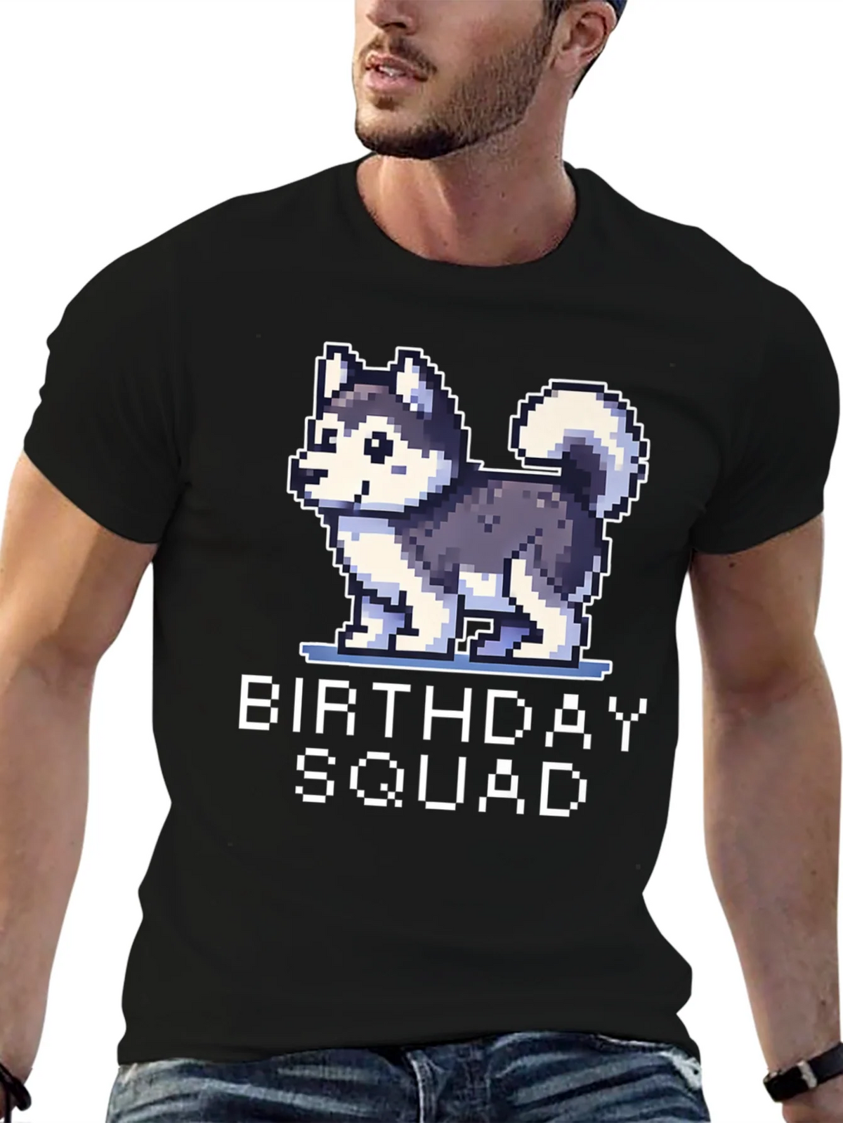 Birthday Squad Husky Pixel Art T-Shirt product image 6