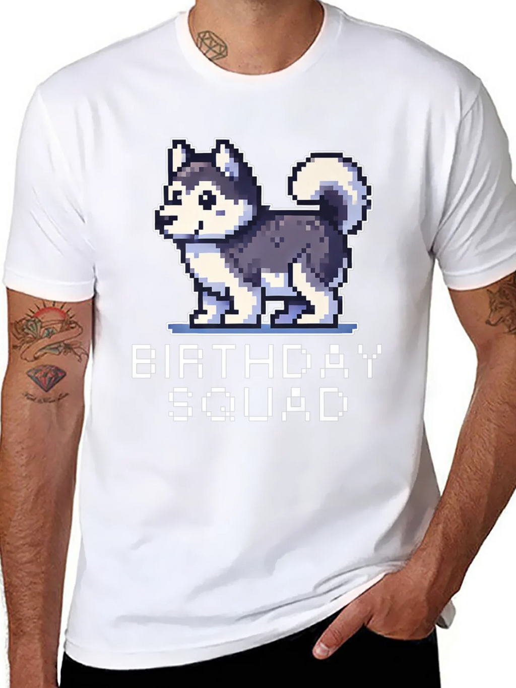 Birthday Squad Husky Pixel Art T-Shirt product image 7