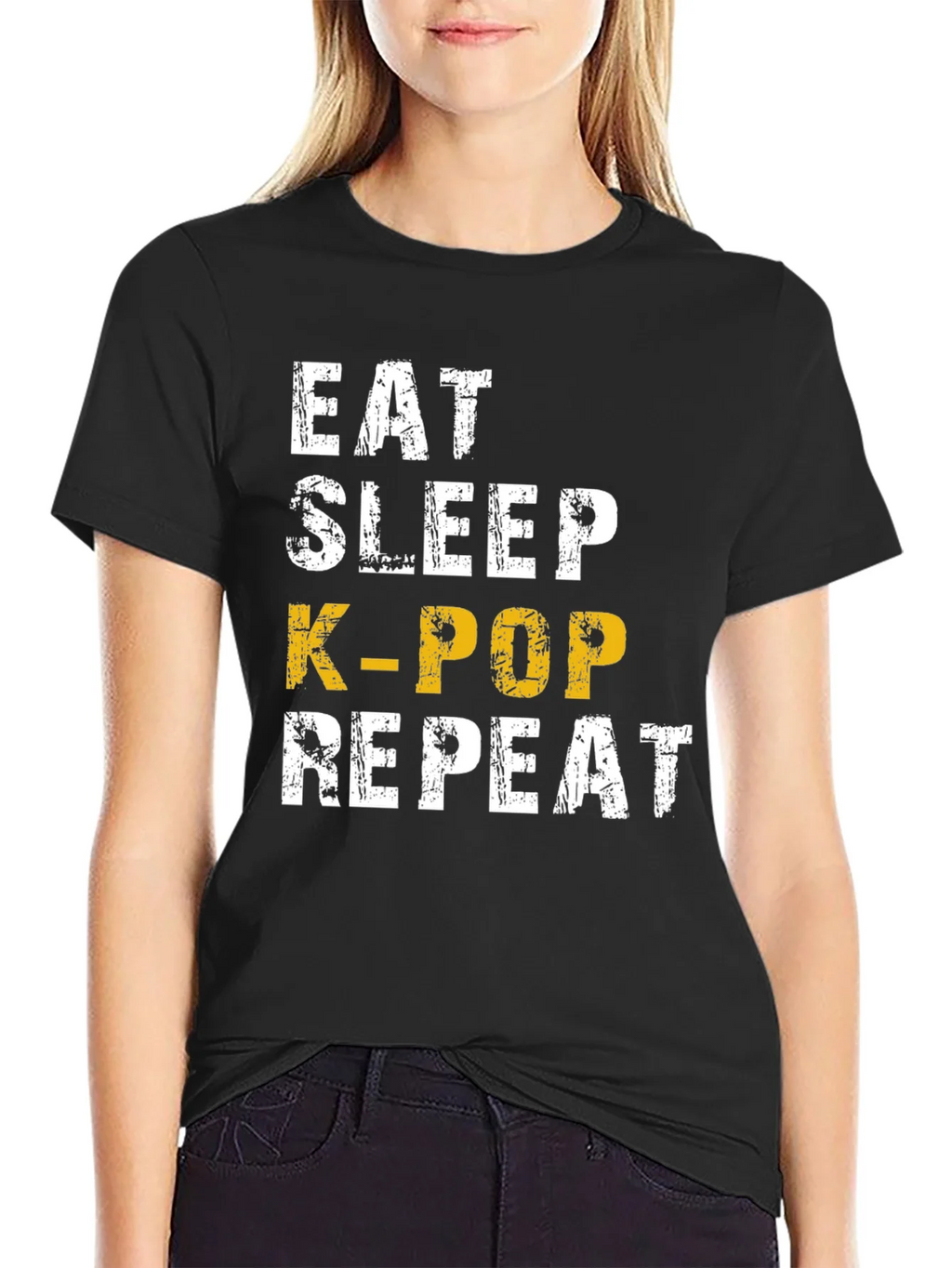 Eat Sleep K-Pop Repeat Black T-Shirt product image 2