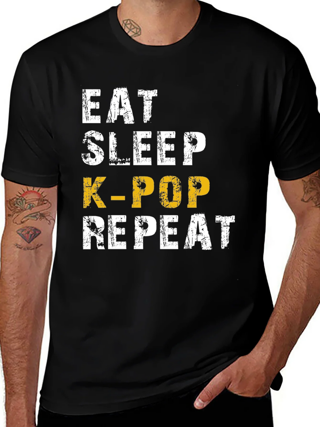 Eat Sleep K-Pop Repeat Black T-Shirt product image 1