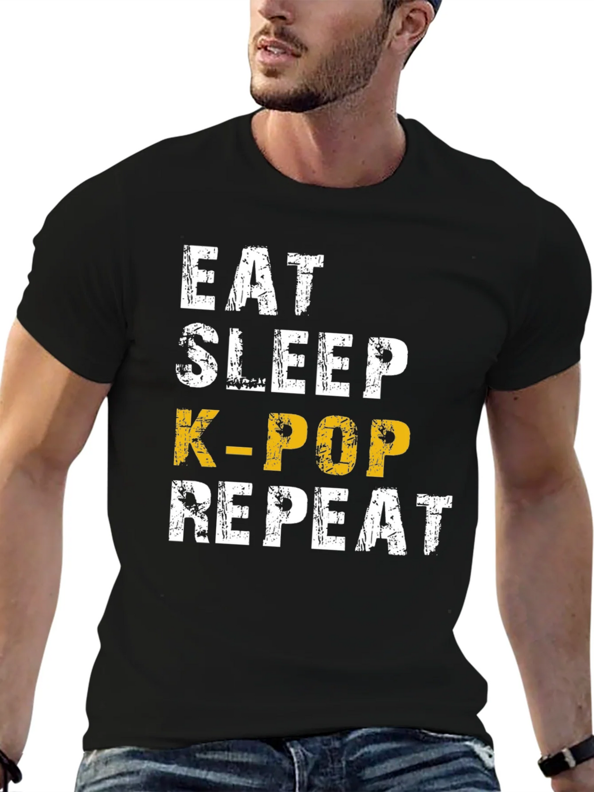 Eat Sleep K-Pop Repeat Black T-Shirt product image 6