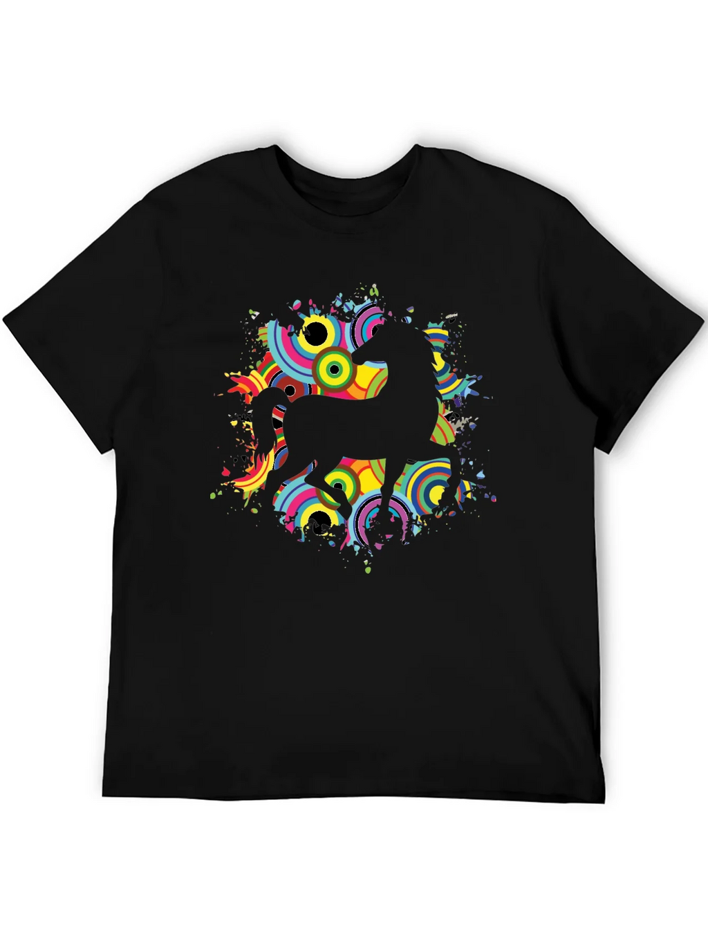 Black T-Shirt with Retro Unicorn Design product image 2