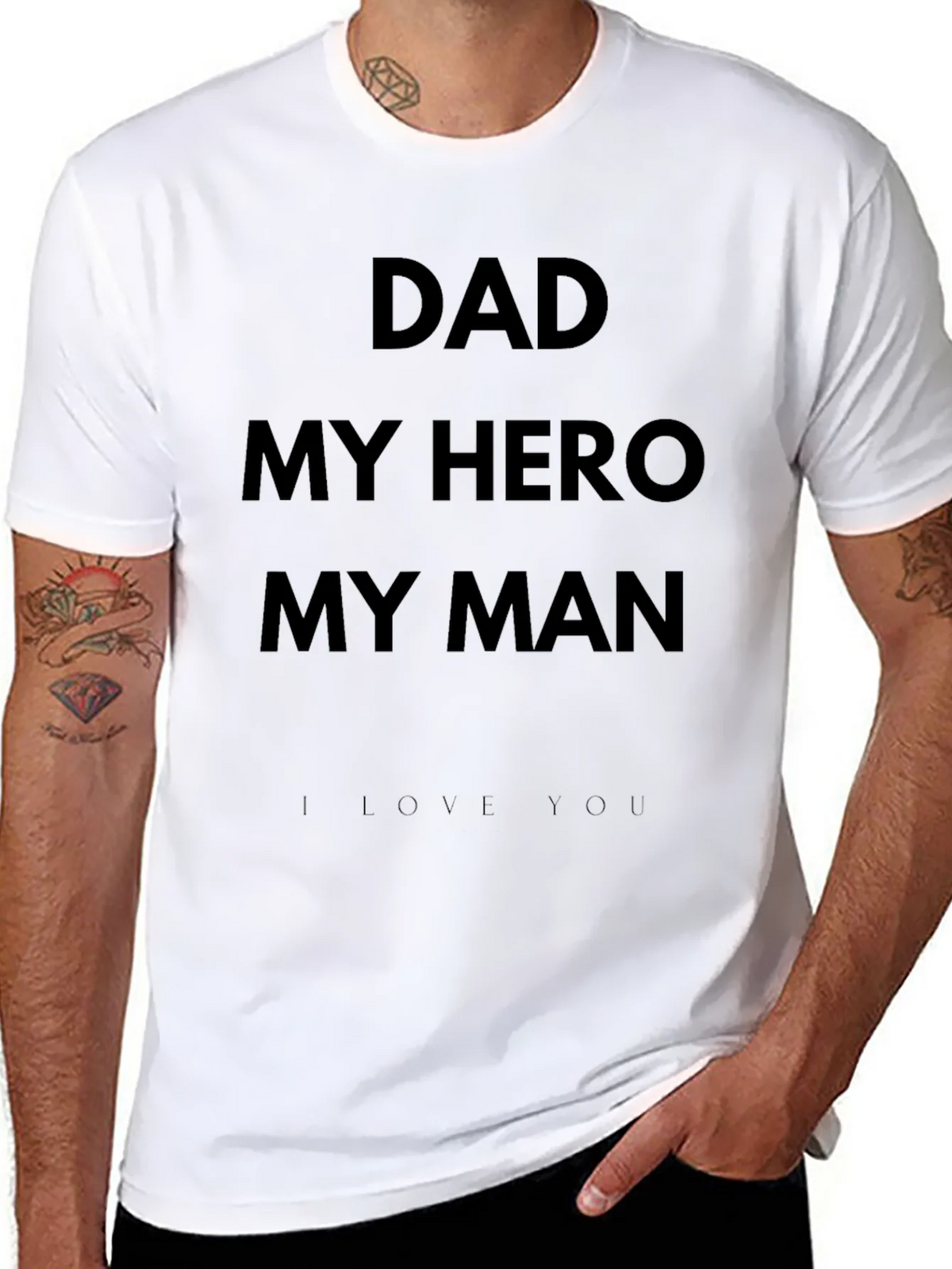 Dad My Hero My Man Black T-Shirt product image 3