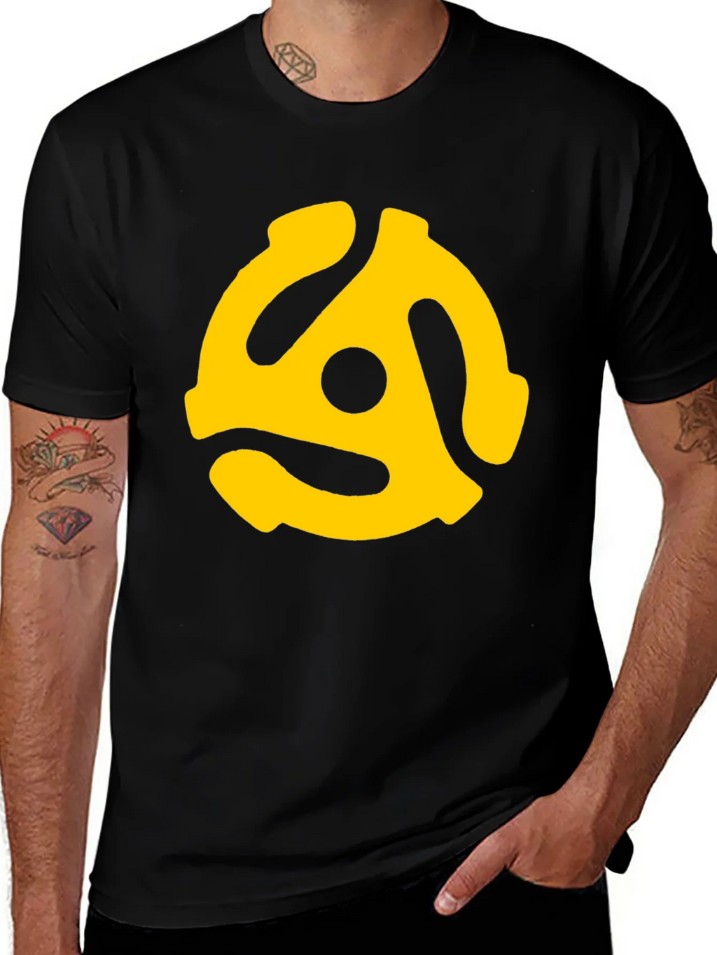 Retro 45 RPM Record Adapter T-Shirt product image 1