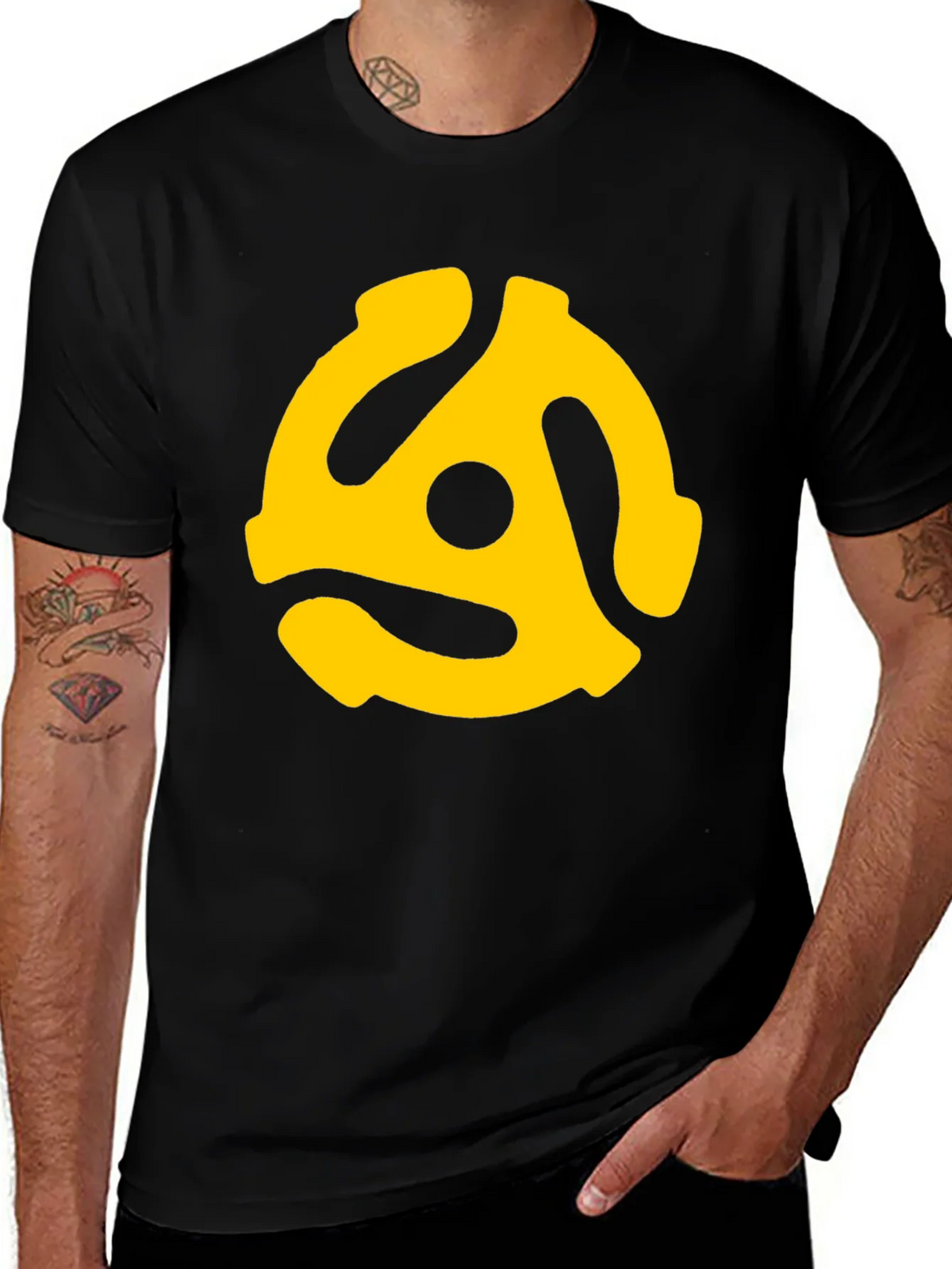 Retro 45 RPM Record Adapter T-Shirt product image 1