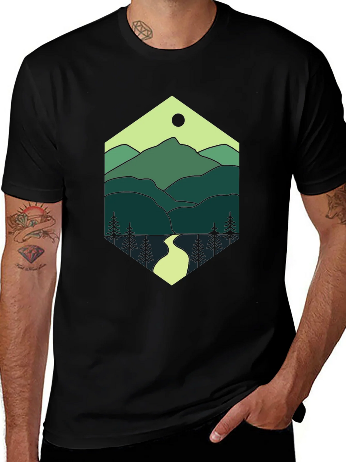 Nature Hexagon Tee - Mountain Graphic T-Shirt product image 1