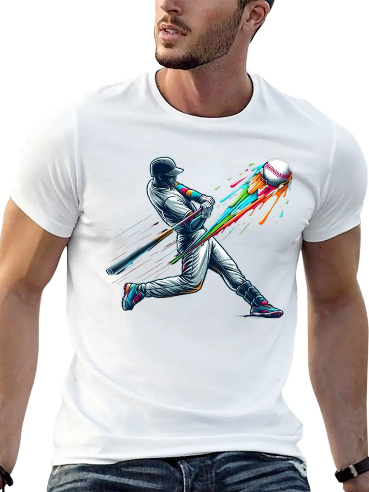 Baseball Hit T-Shirt - Colorful Design product image 2