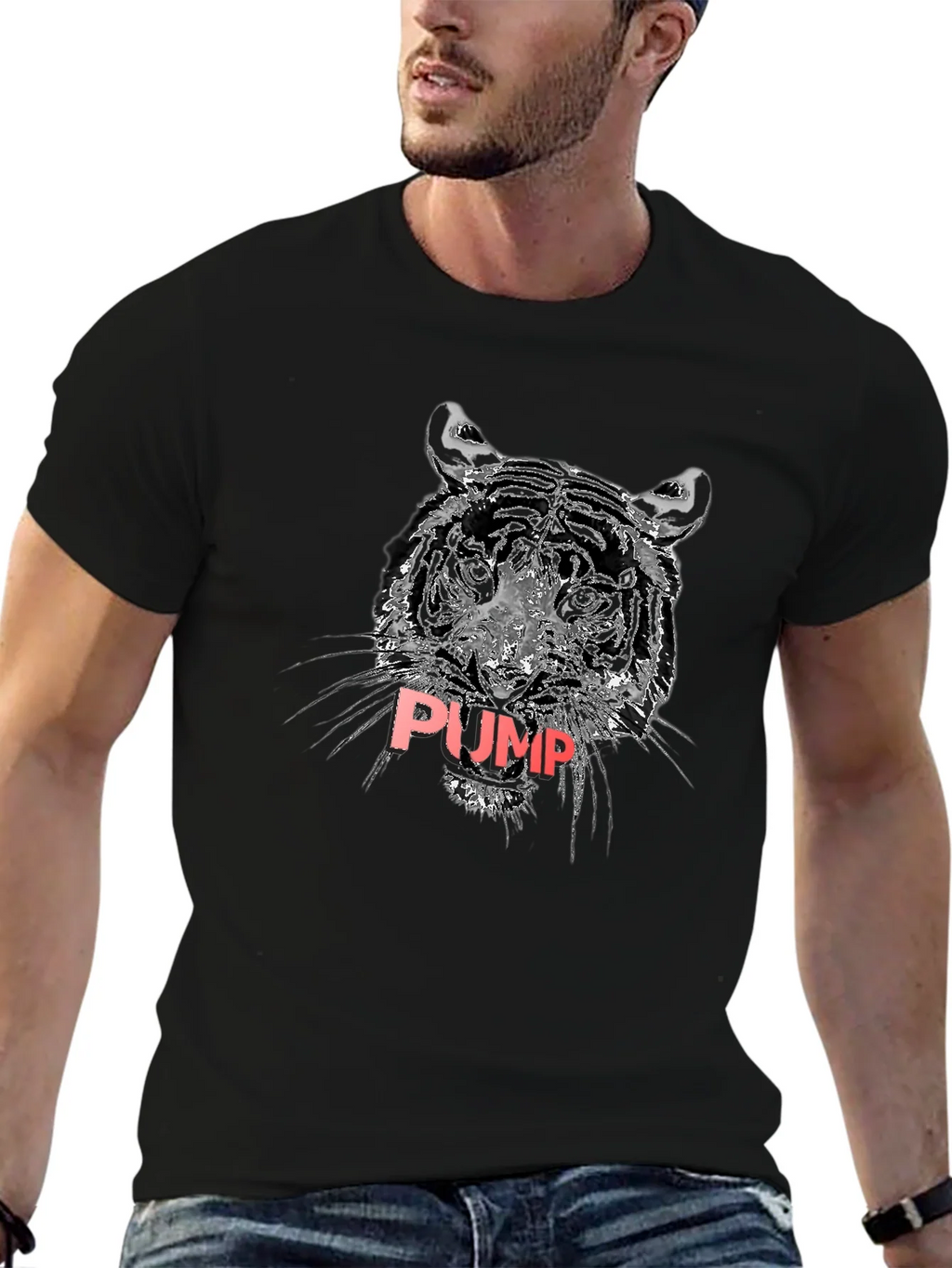 Tiger PUMP Graphic Tee - Black Cotton T-Shirt product image 6