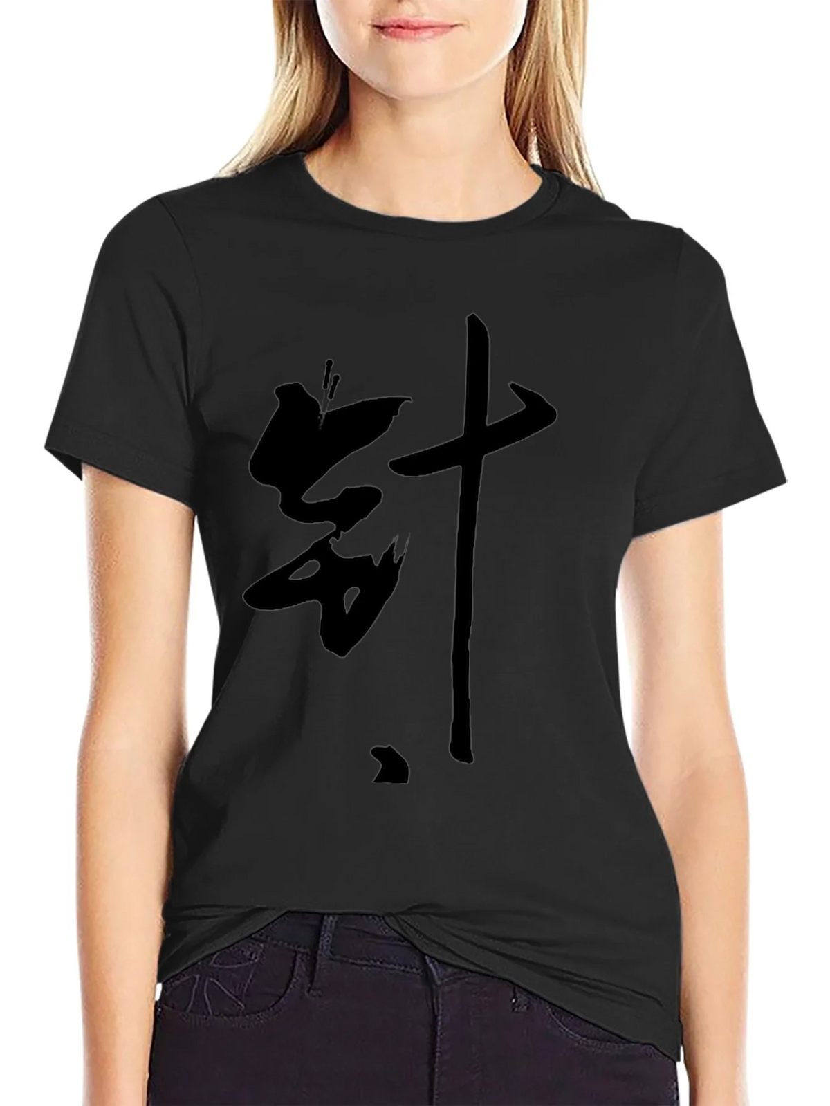 Black T-Shirt with Bold Asian Lettering product image 2