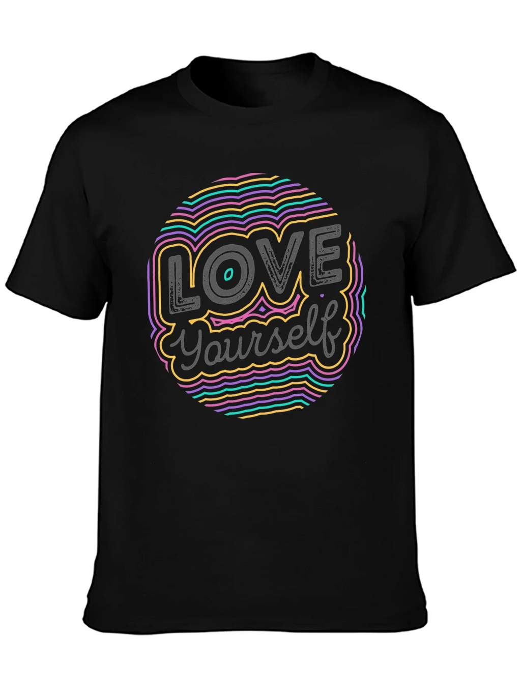 Love Yourself Graphic Tee - Stylish Crew Neck Black T-Shirt product image 3