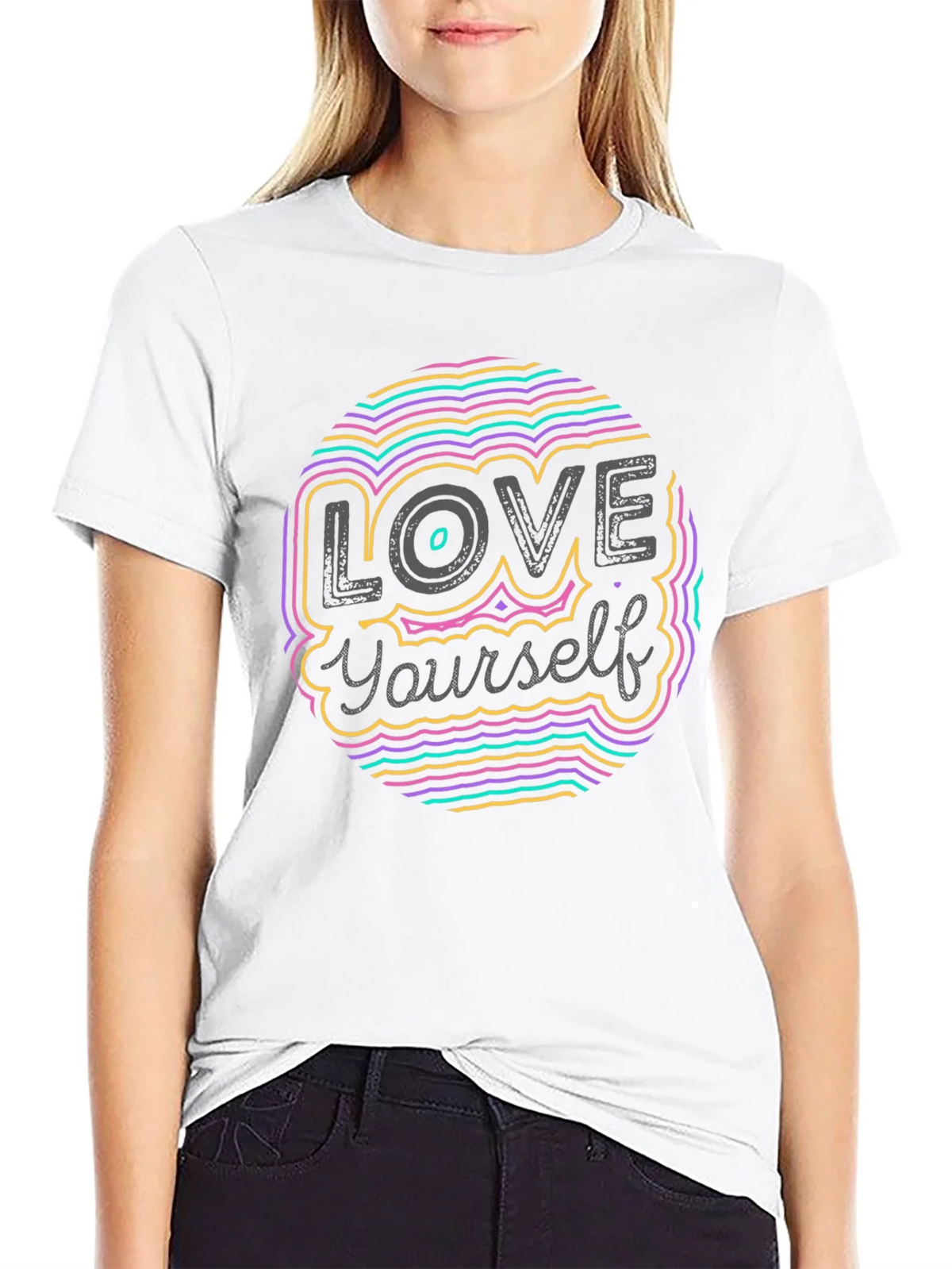 Love Yourself Graphic Tee - Stylish Crew Neck Black T-Shirt product image 8
