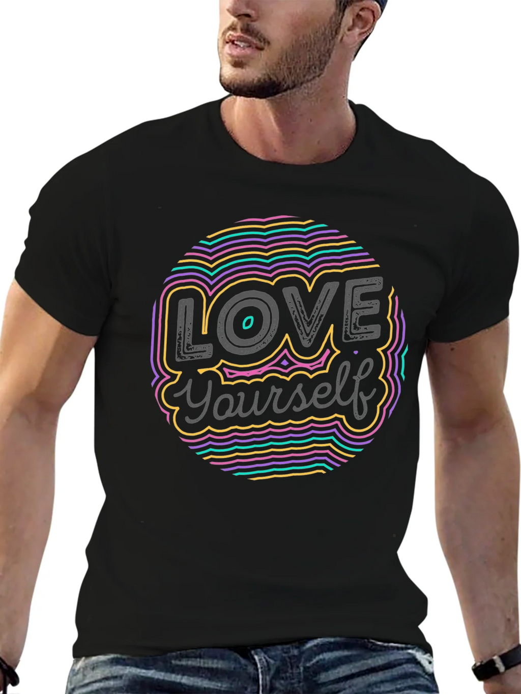 Love Yourself Graphic Tee - Stylish Crew Neck Black T-Shirt product image 6