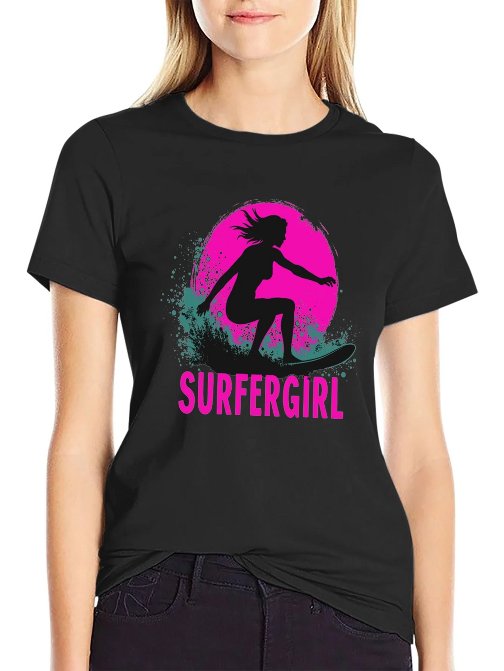 Surfer Girl Graphic Tee - Black product image 2