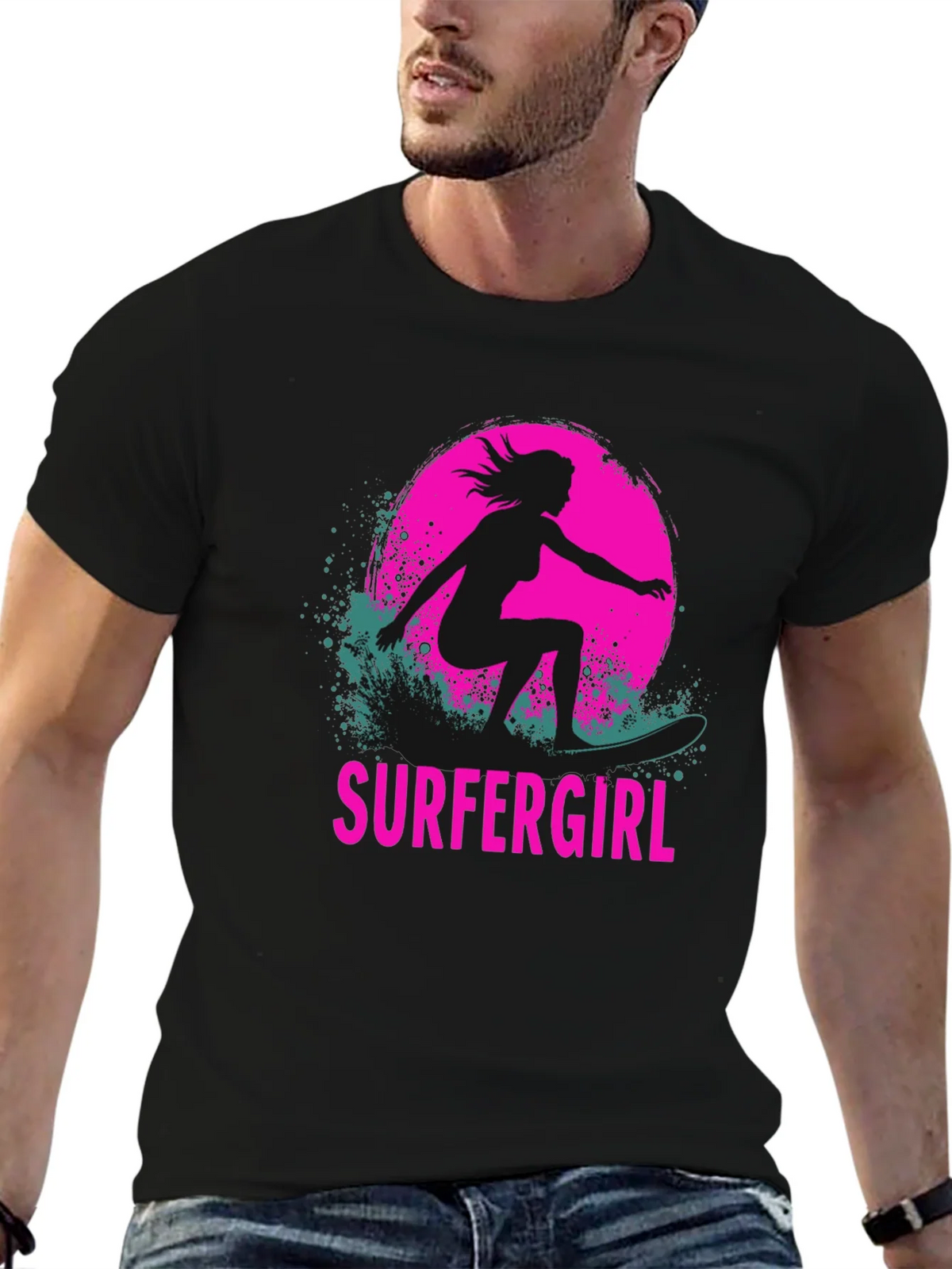 Surfer Girl Graphic Tee - Black product image 6