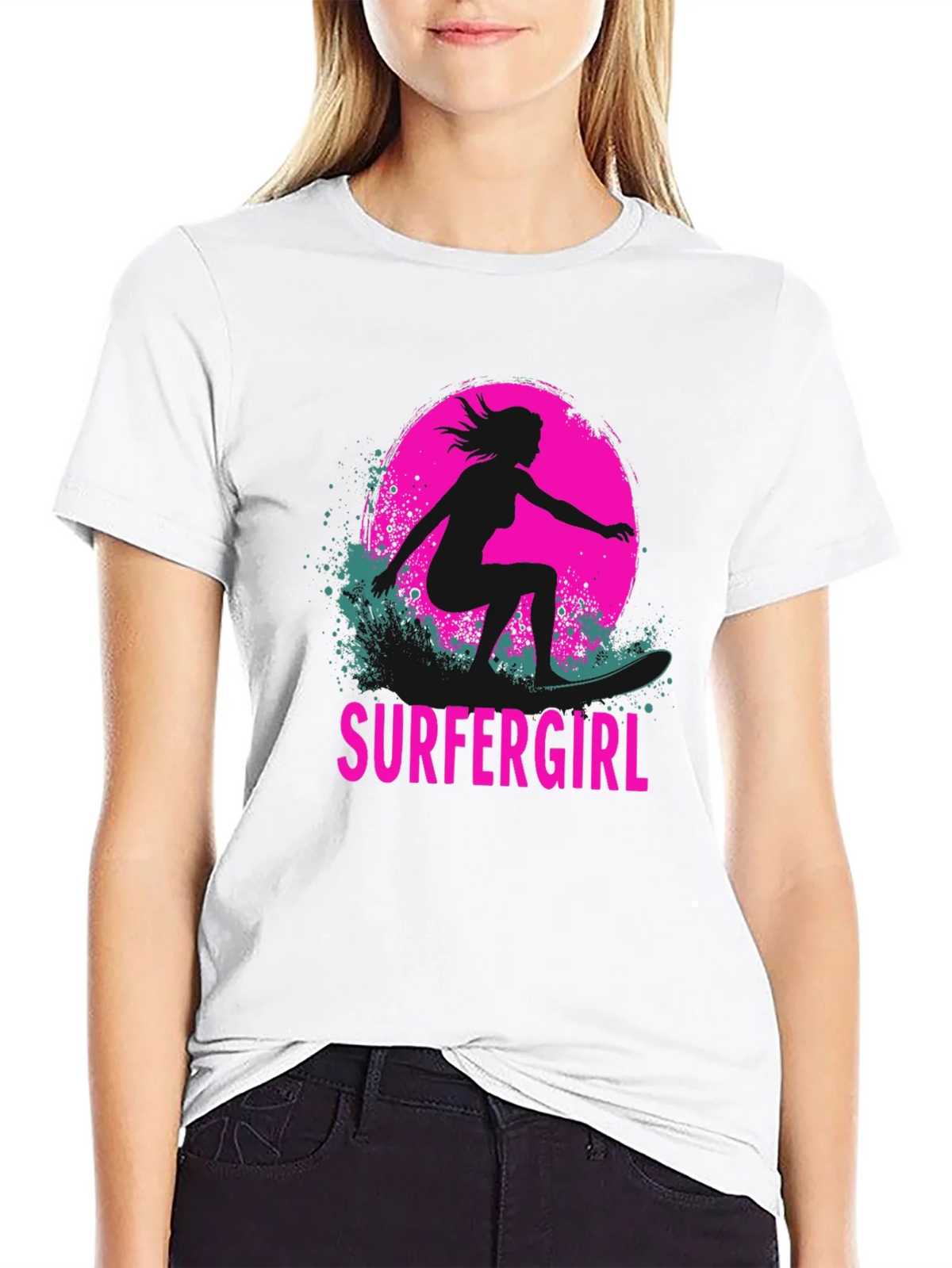 Surfer Girl Graphic Tee - Black product image 8