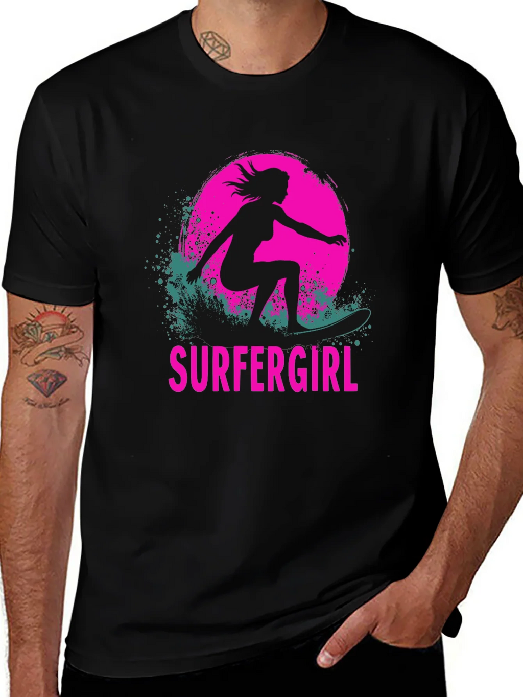 Surfer Girl Graphic Tee - Black product image 1