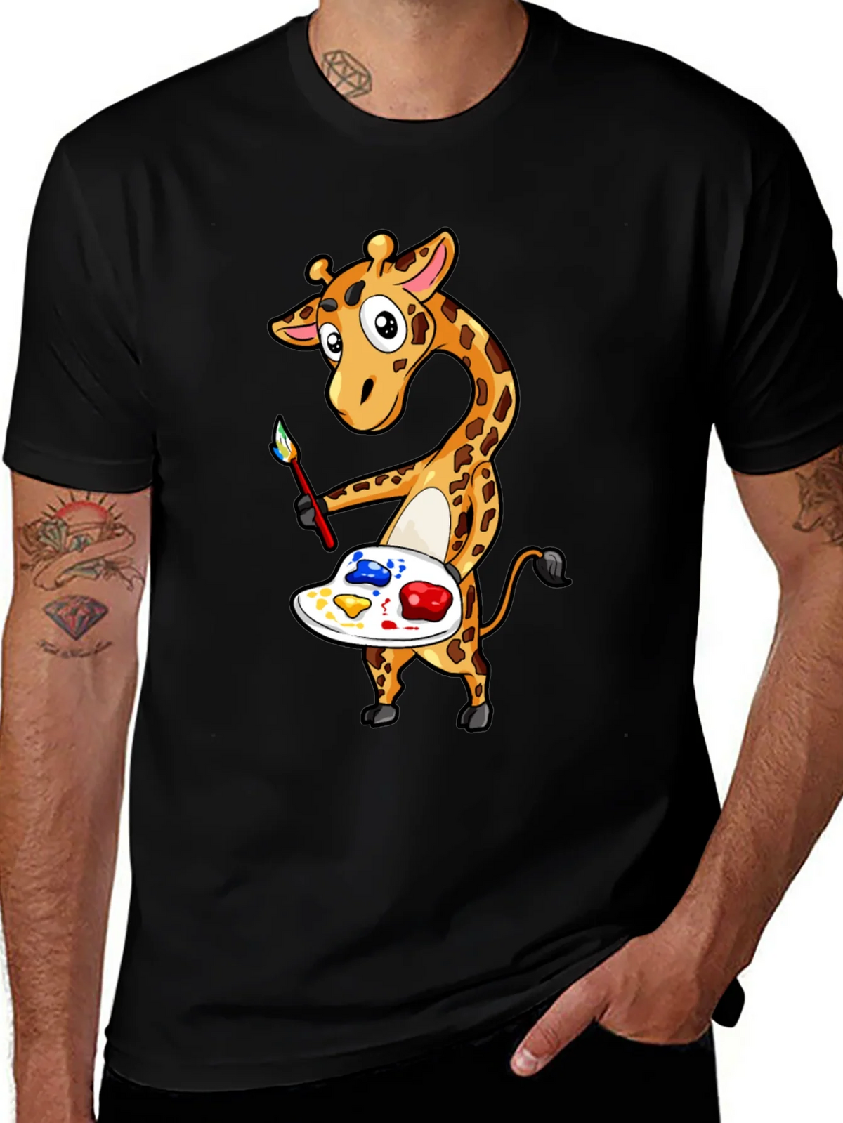 Giraffe Artist Graphic Tee - Black product image 1