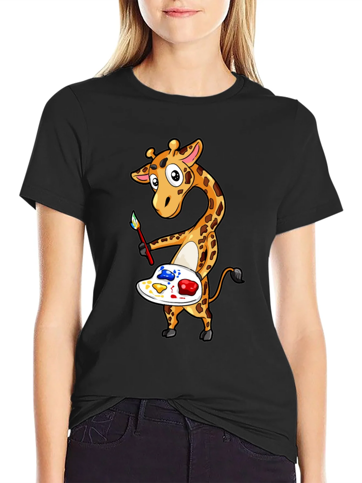 Giraffe Artist Graphic Tee - Black product image 2