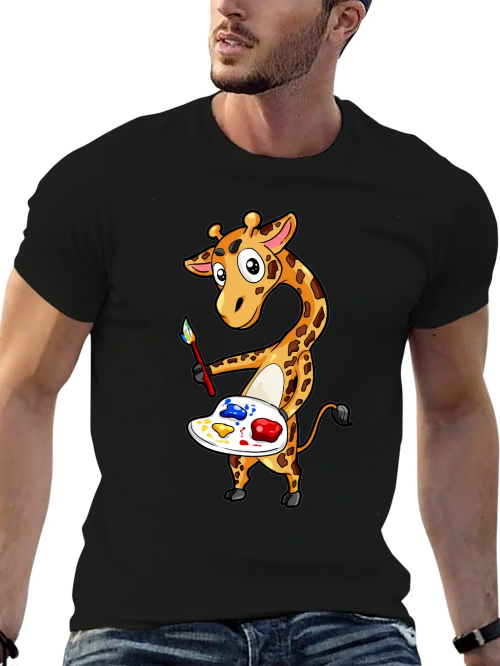Giraffe Artist Graphic Tee - Black product image 6