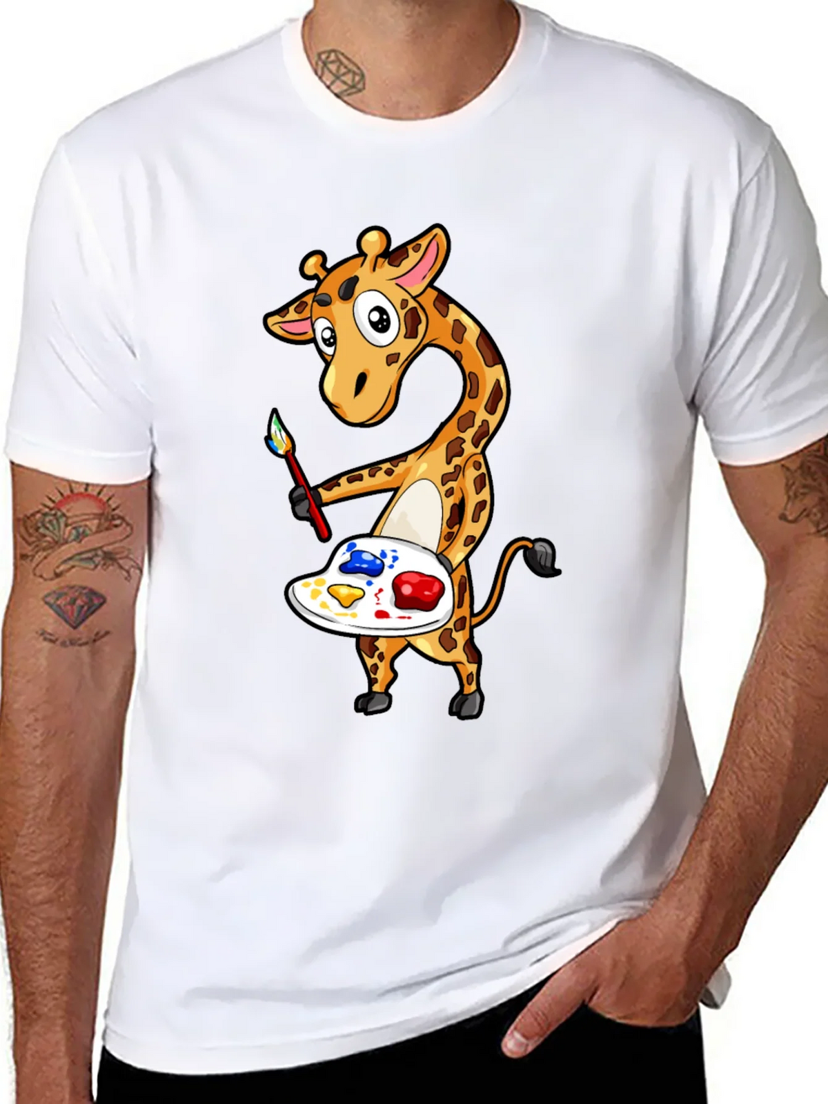 Giraffe Artist Graphic Tee - Black product image 7