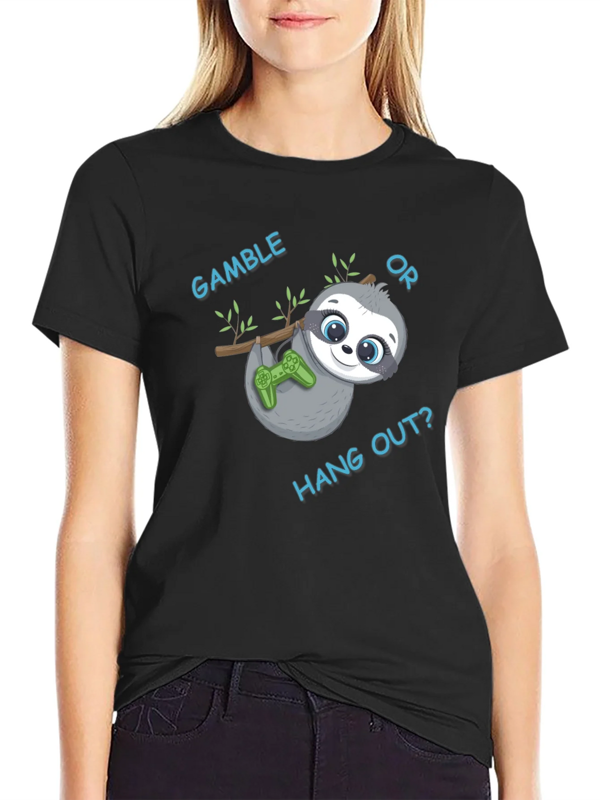 Gamble or Hang Out? Sloth Gaming T-Shirt product image 2